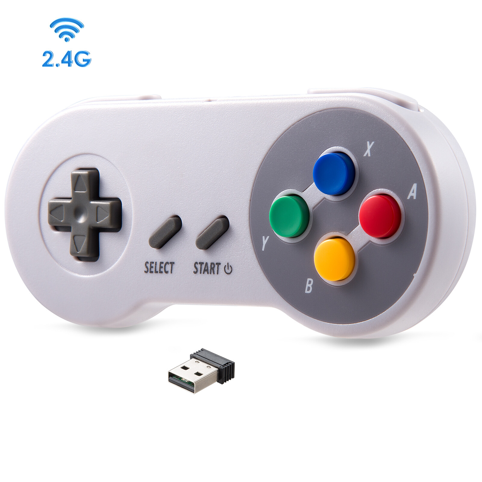 Wireless USB SNES Controller Game pad for Super Retro Games Windows PC Mac Linux