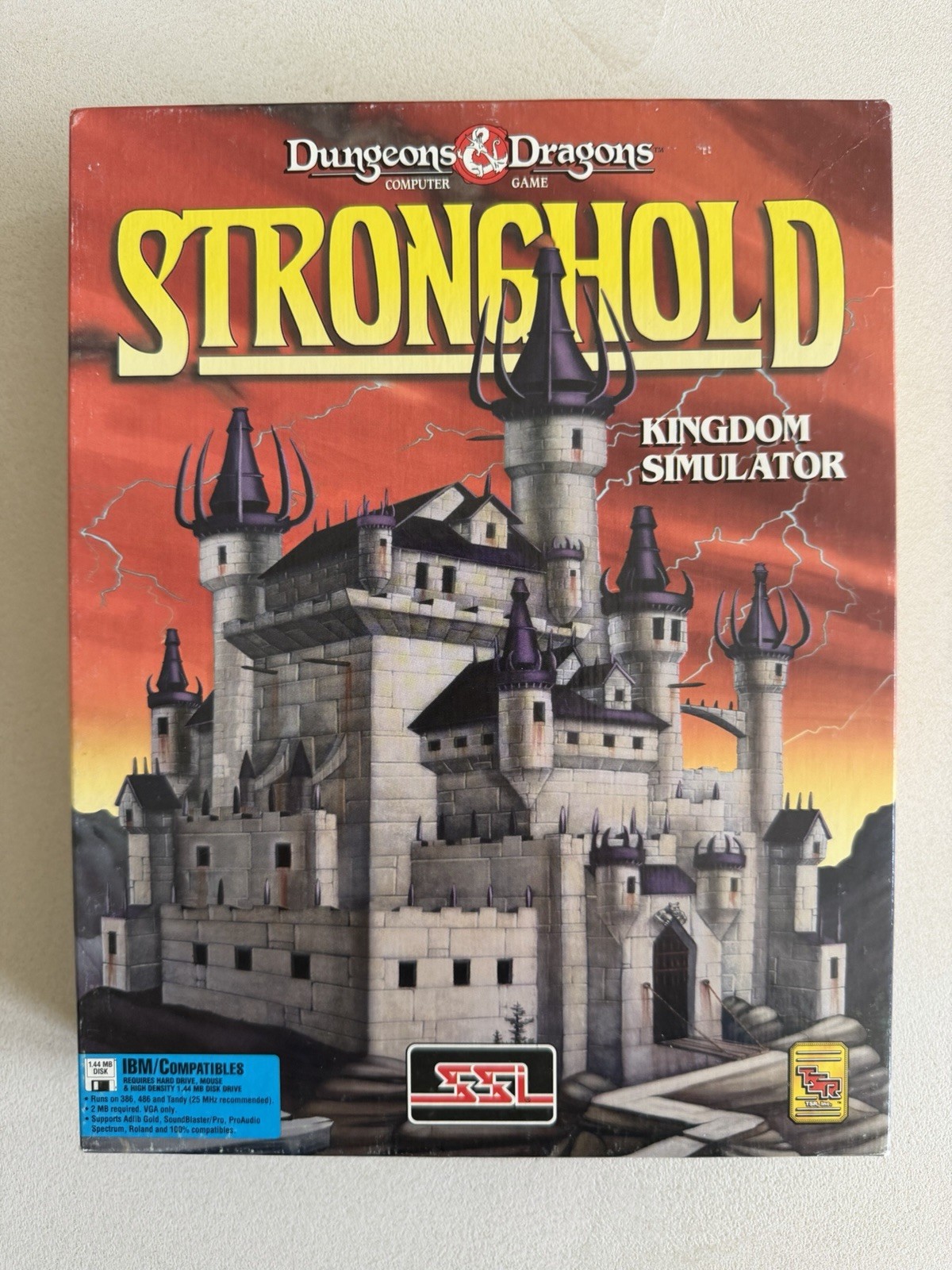 SSI Dungeons Dragons Stronghold MS-DOS 3.5″ Floppy PC 1993 Big Box