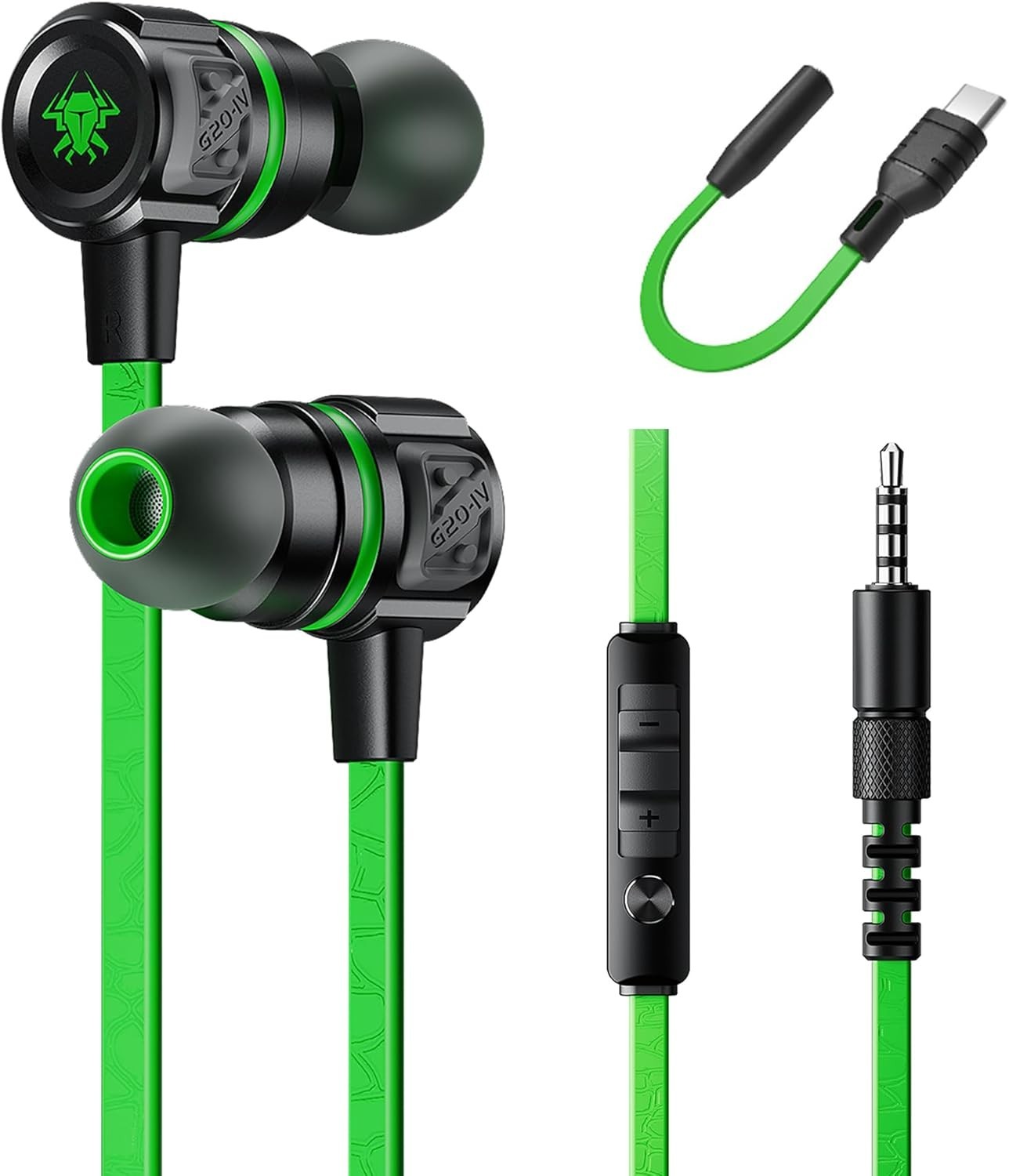 G20 Gaming Earbuds Wired – USB-C & 3.5mm, Noise Isolating In-Ear Headphones