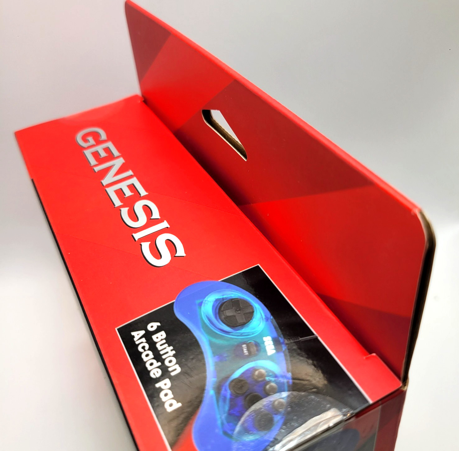 Retro-Bit Official Sega Genesis Controller 6-Button Arcade Pad – Clear Blue