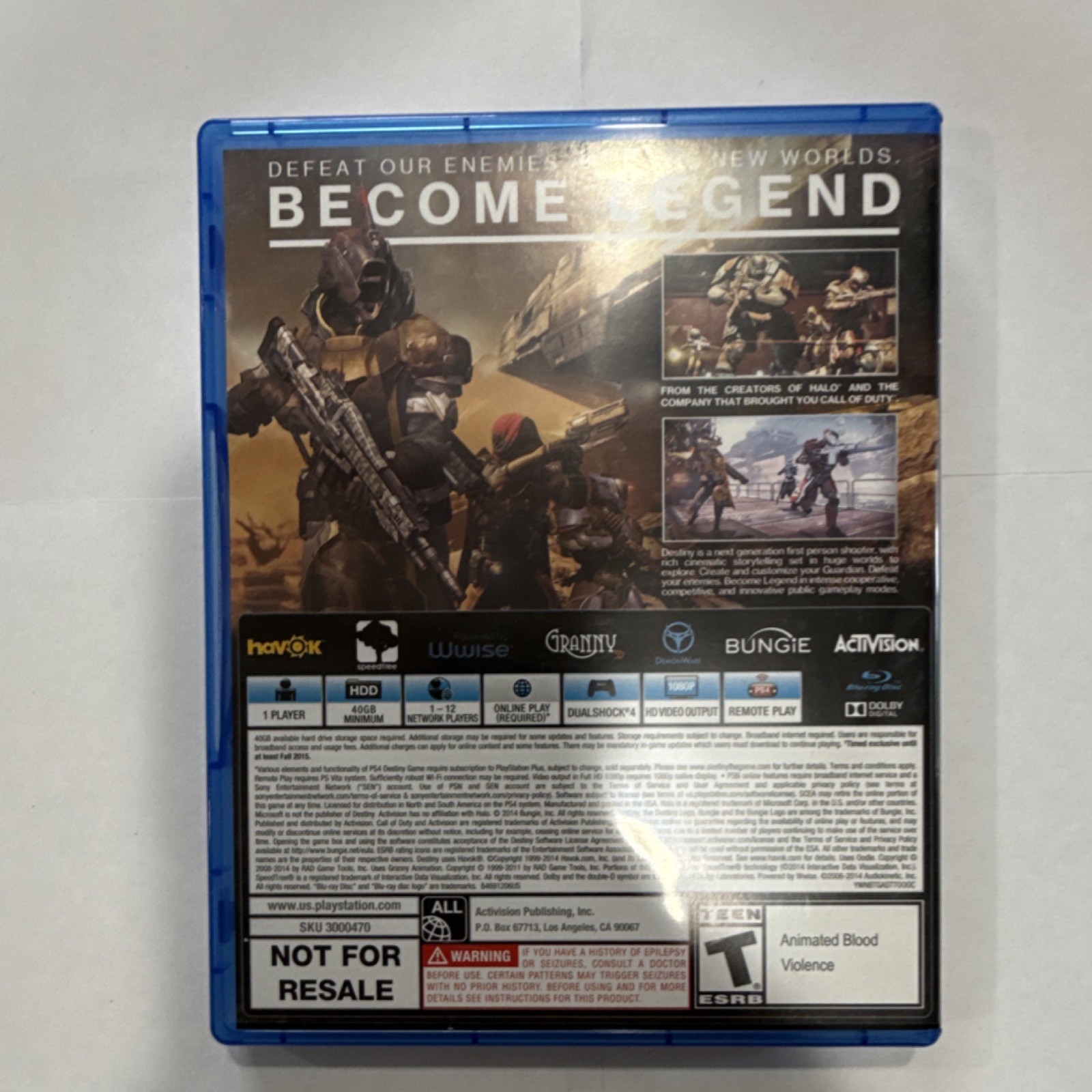 Activision Destiny Sony PlayStation 4 2014 Multiplayer Online Playability