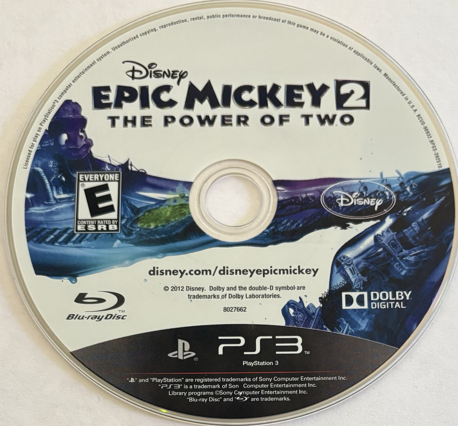 Epic Mickey 2: The Power of Two (PlayStation, PS3) DISC ONLY | NO TRACKING M3055