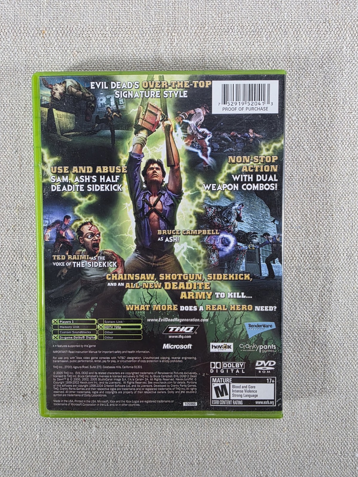 Evil Dead Regeneration for Xbox Original CIB Complete Survival Horror