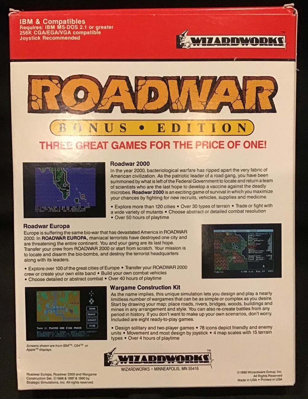Roadwar ~ Bonus Edition ~ 3.5 floppy IBM MS-DOS 2.1 or greater ~ OEJ