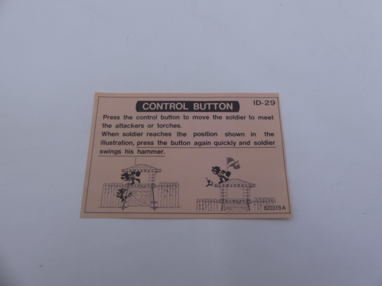 vintage Control Button instruction sheet Nintendo Game & Watch Fire Attack ID-29