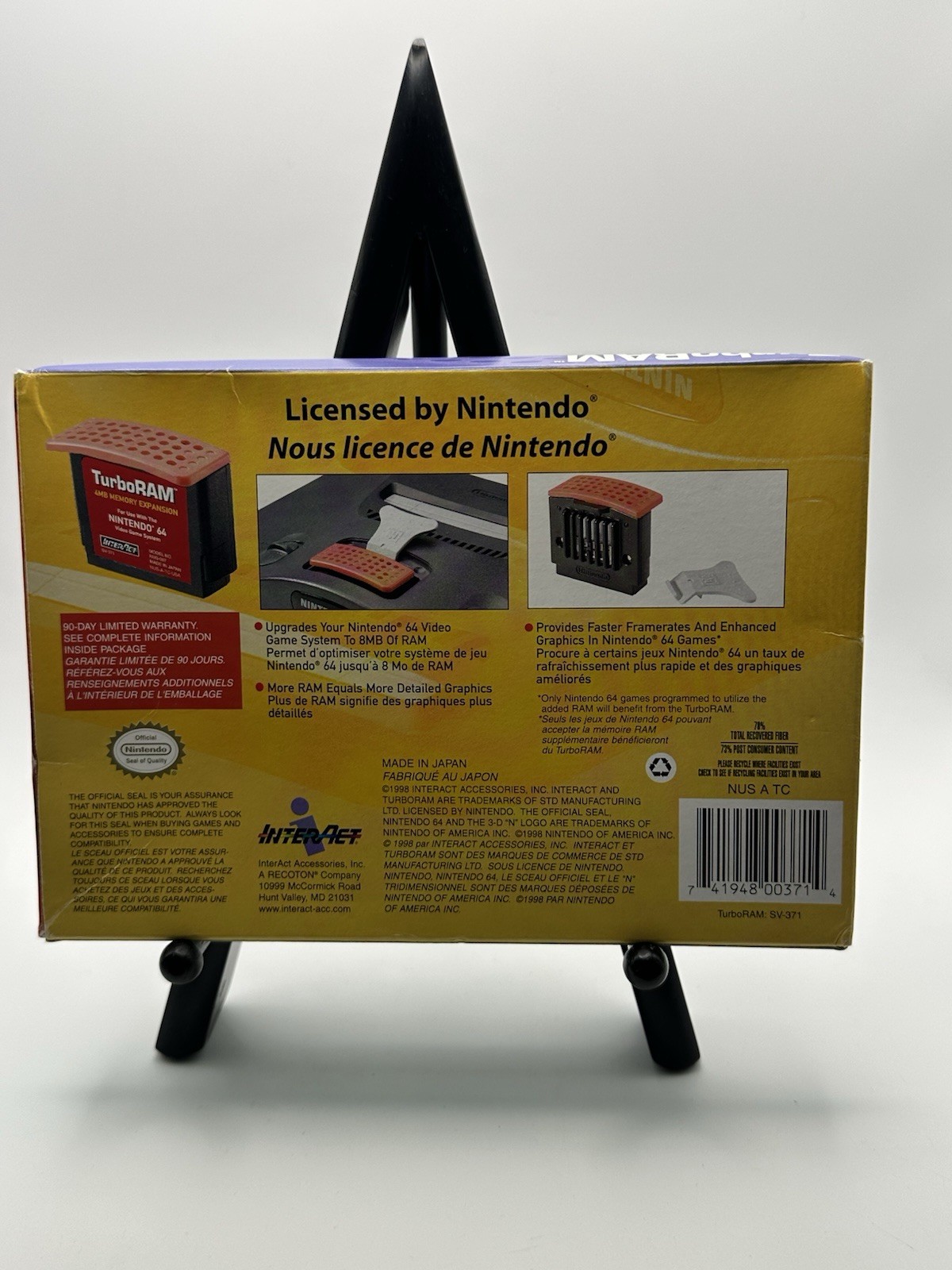 NINTENDO 64 TURBO RAM 4MB MEMORY EXPANSION TRANSFER PAK INTERACT W BOX CIB N64