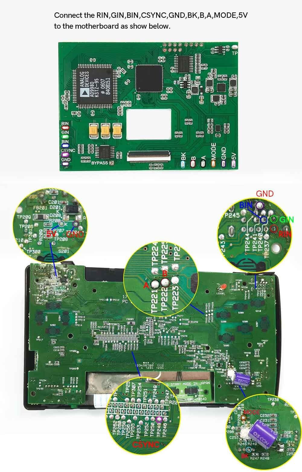 Hight Light SEGA IPS LCD 3.5″ 640×480 HD RGB PCB OSD MOD for SEGA NOMAD Console