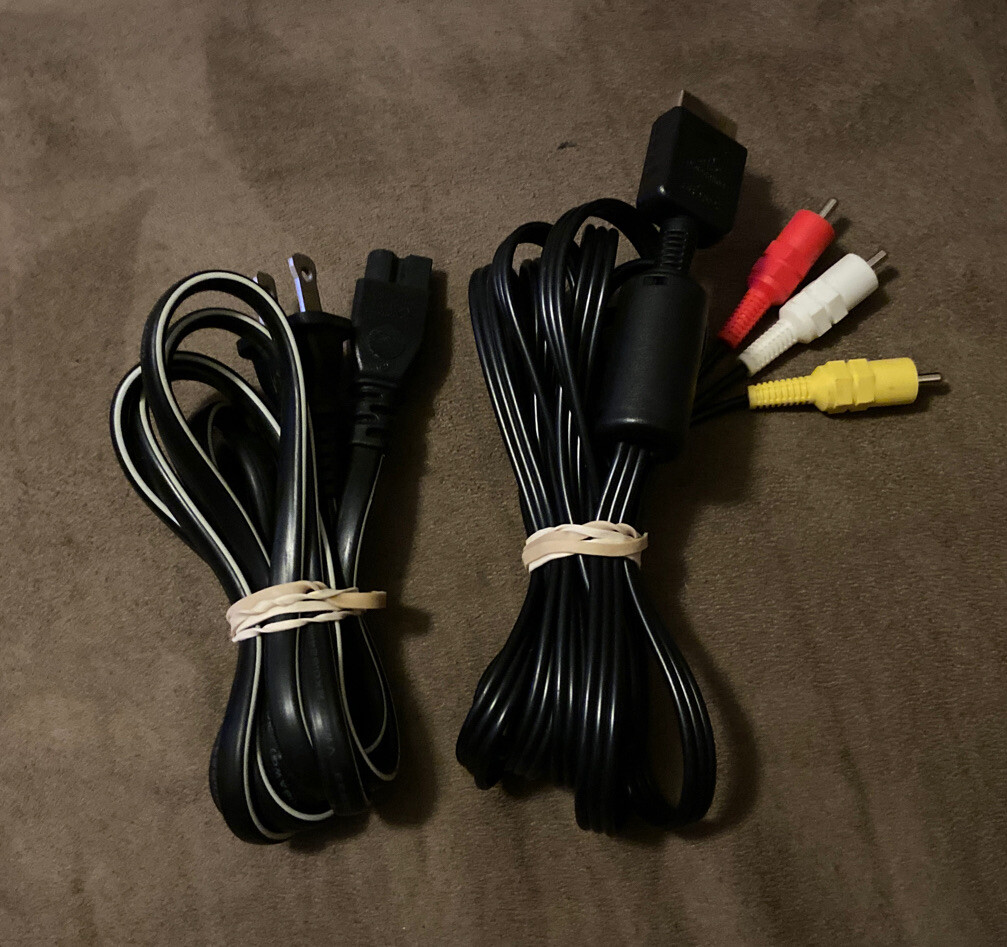 Official Sony Playstation 1 2 PS1 PS2 Audio Video AV Wire Power Cord! Authentic!
