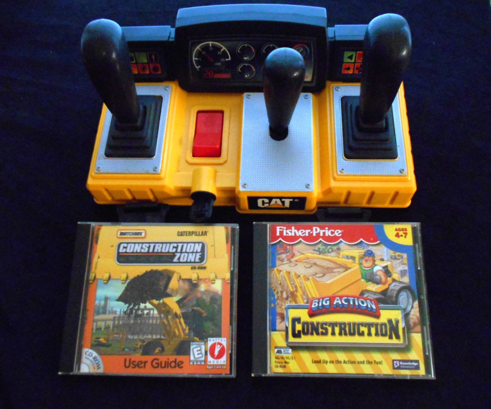 1999 Mattel Matchbox Caterpillar Construction Zone PC playset + Big Action Const