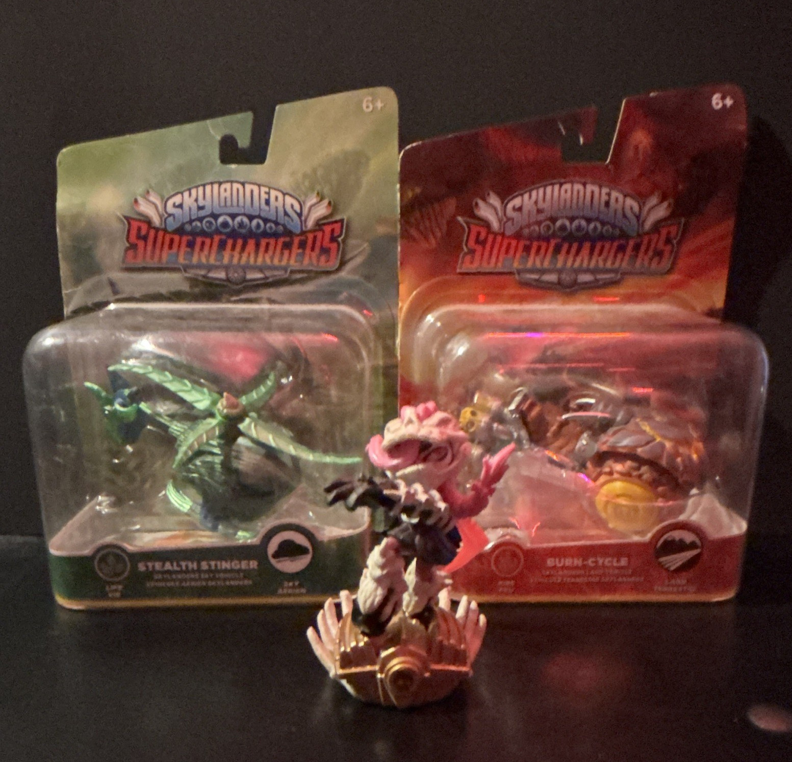 Skylanders SuperChargers Stealth Stinger, Burn-Cycle, and Bone Bash Roller Brawl