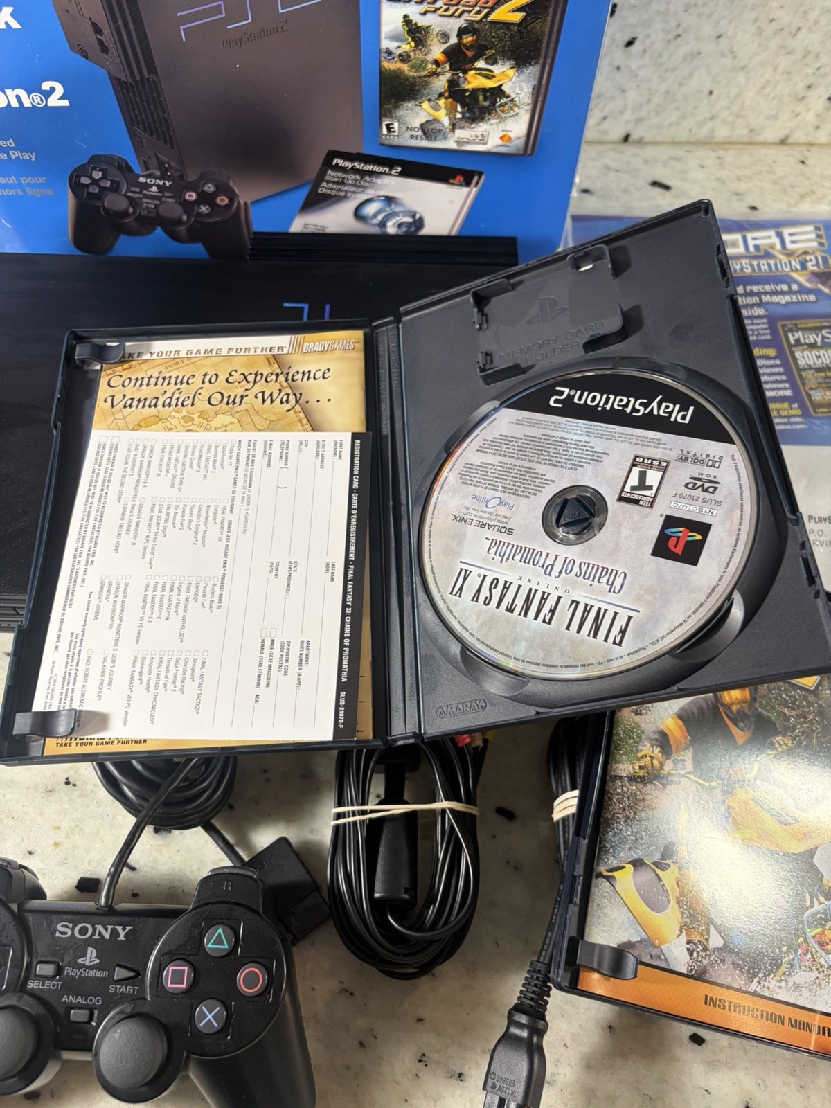 PlayStation 2 Fat ATV Offroad Fury 2 Combo Pack CIB + Network Adapter Bundle