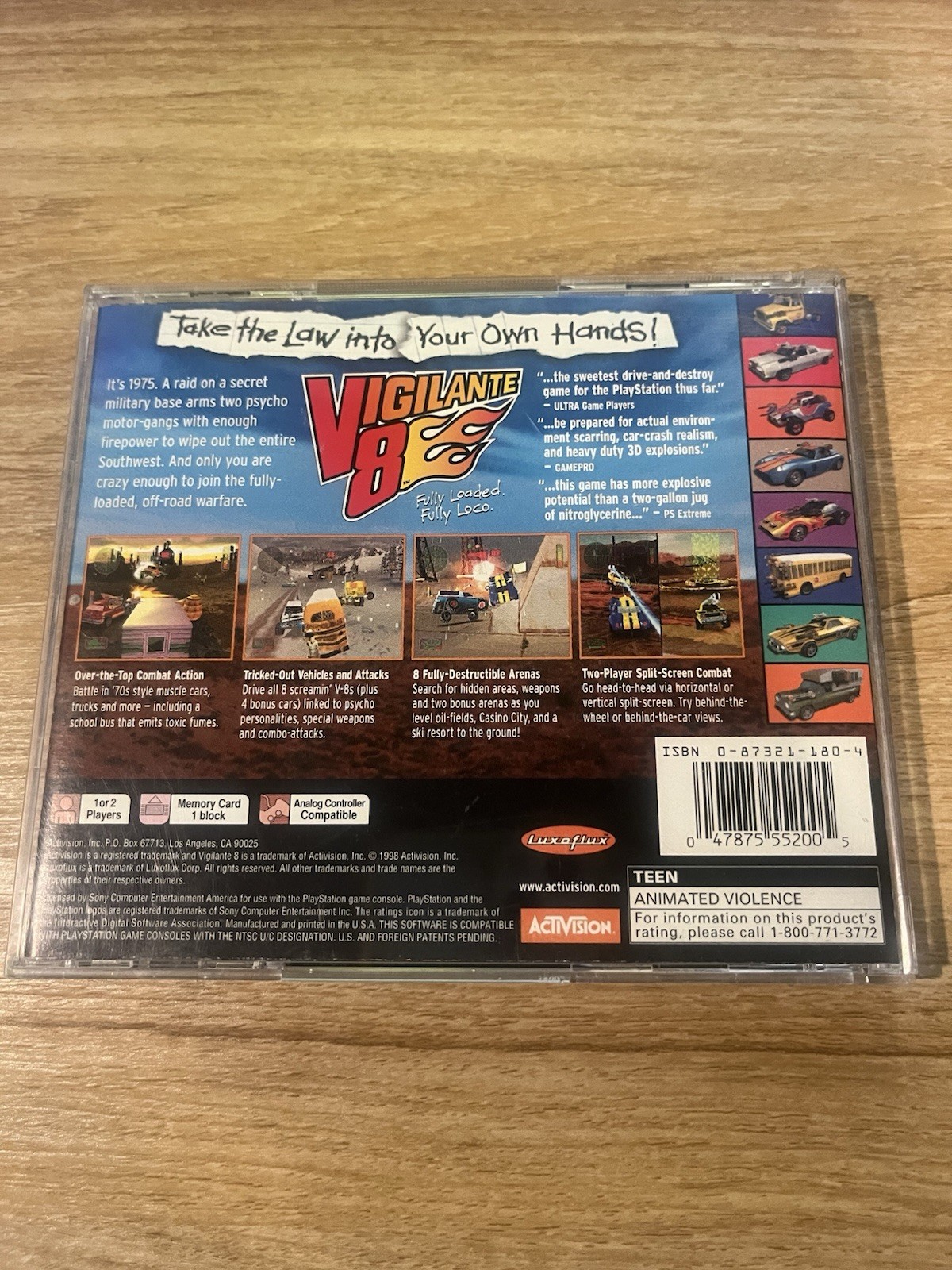 Vigilante 8 (Sony PlayStation 1, 1998) CIB Tested & Working