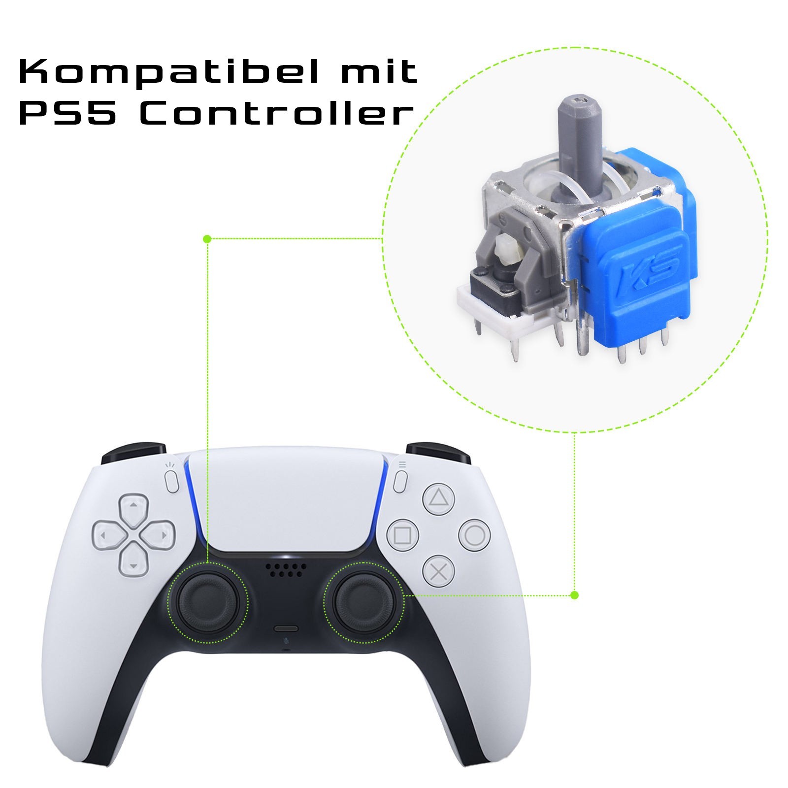 PS5 Controller TMR Sticks K-Silver Playstation 5 Thumbstick Magnetic Stick Drift