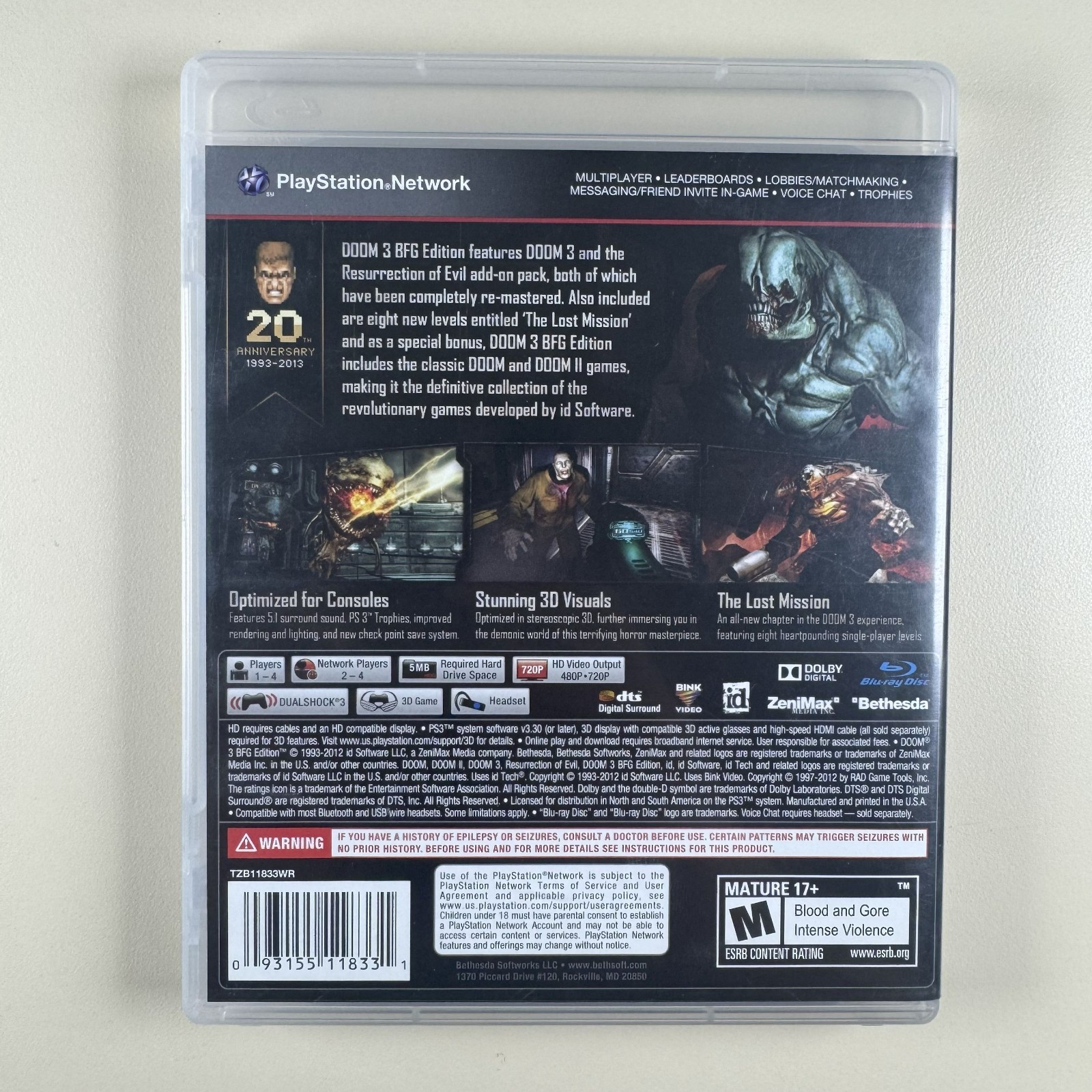 Doom 3 BFG Edition [Playstation 3-CIB-Tested]