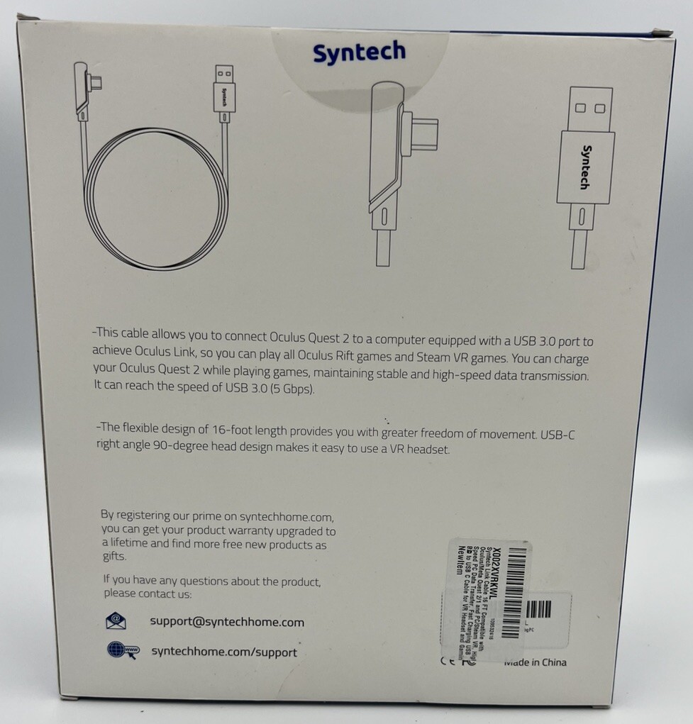 Syntech Link Cable 16 FT Compatible with Meta/Oculus Quest 3, Quest2/Pro/Pico4 A