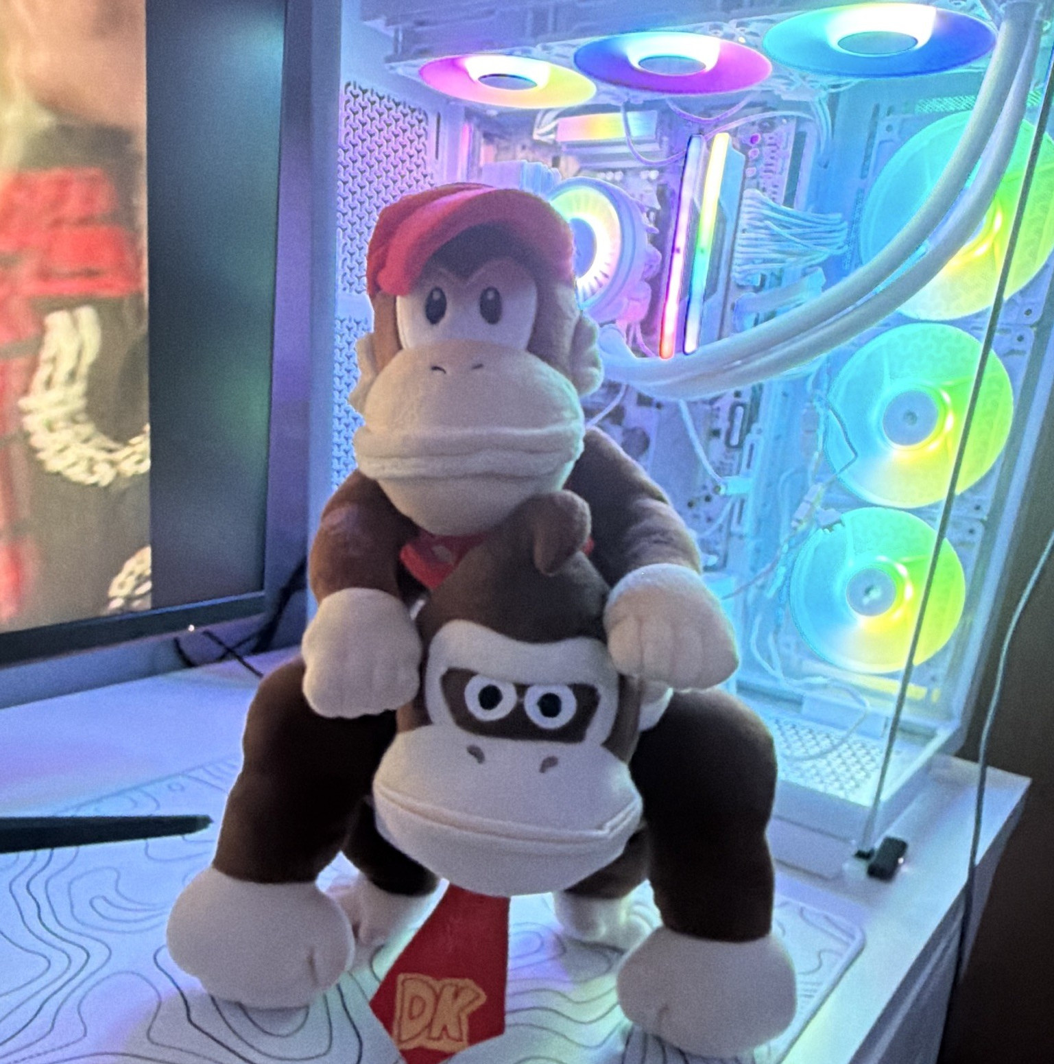 Nintendo Donkey Kong & Diddy Kong Plush Doll – Red Hat, DK Logo Red Tie