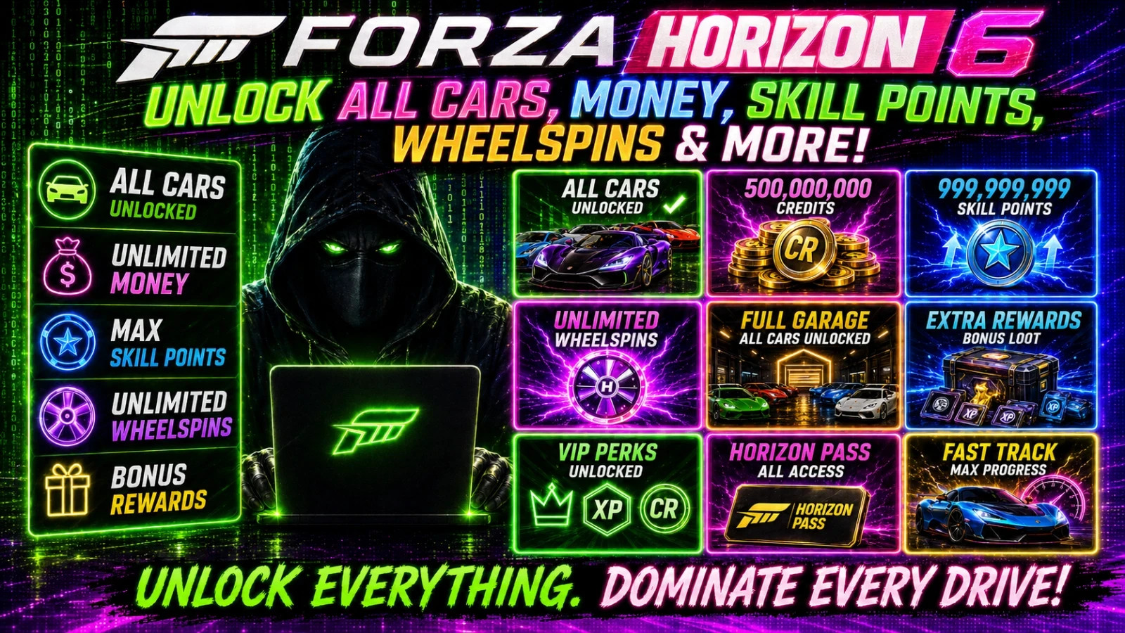 Forza Horizon 6: MAX $$, UNLOCK ALL CARS, UNLIMITED WHEEL SPINS & SKILL POINTS🤯