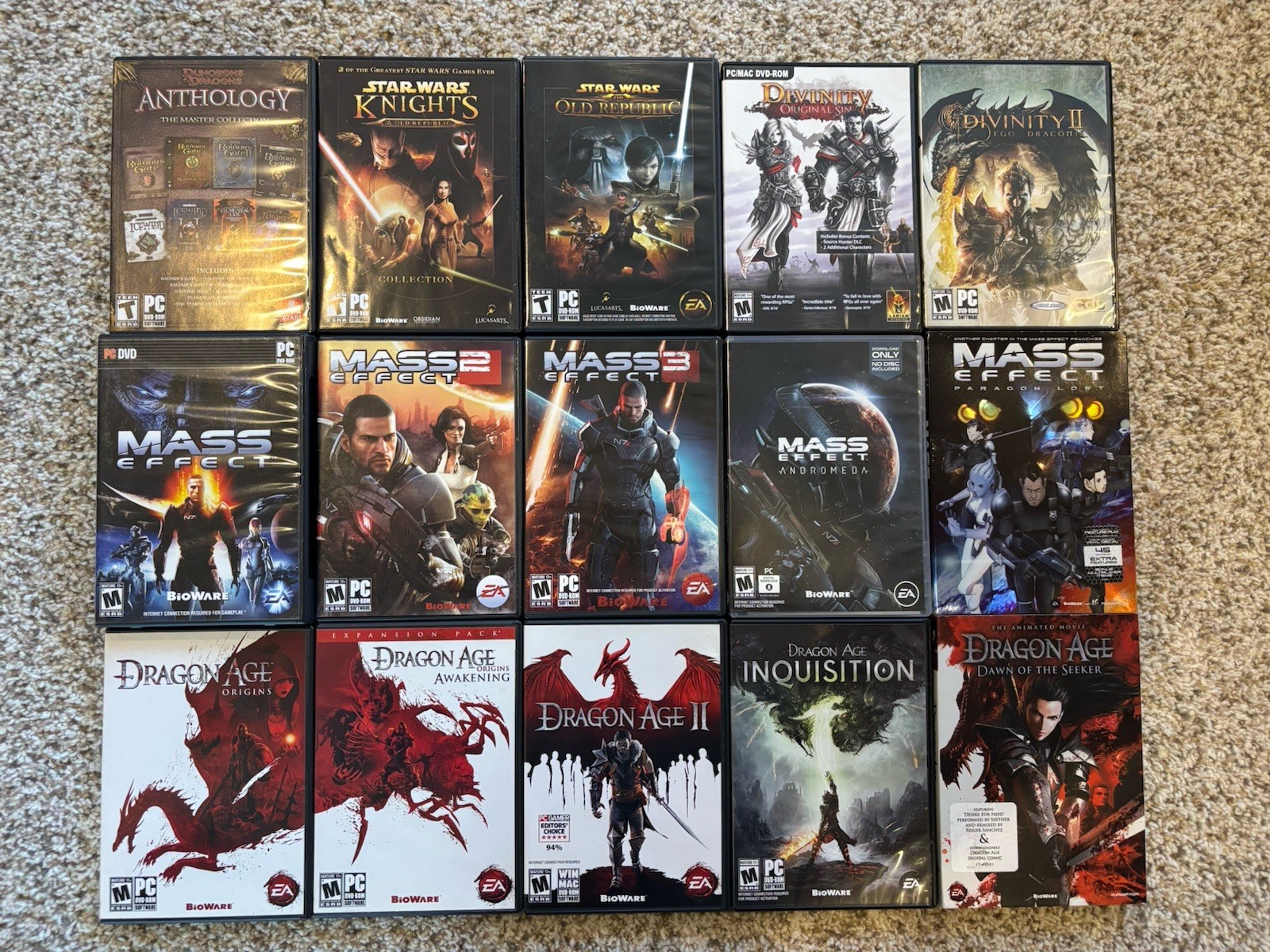 PC CRPG DVD Box Lot: Mass Effect, Dragon Age, Divinity, Old Republic, BG IWD D&D