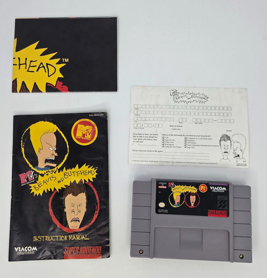 MTV Beavis and Butt-Head SNES Super Nintendo Game Manual Poster Inserts