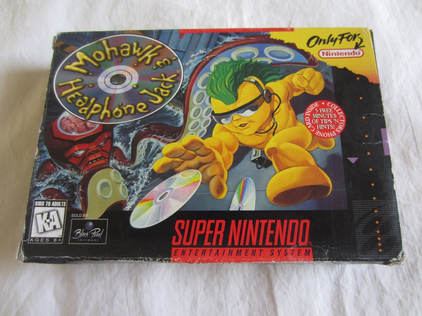 Mohawk and Headphone Jack SNES Super Nintendo CIB 100% Complete Phone Card RARE