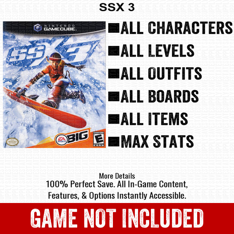 SSX 3 100% Nintendo GameCube Memory Card Save All Items