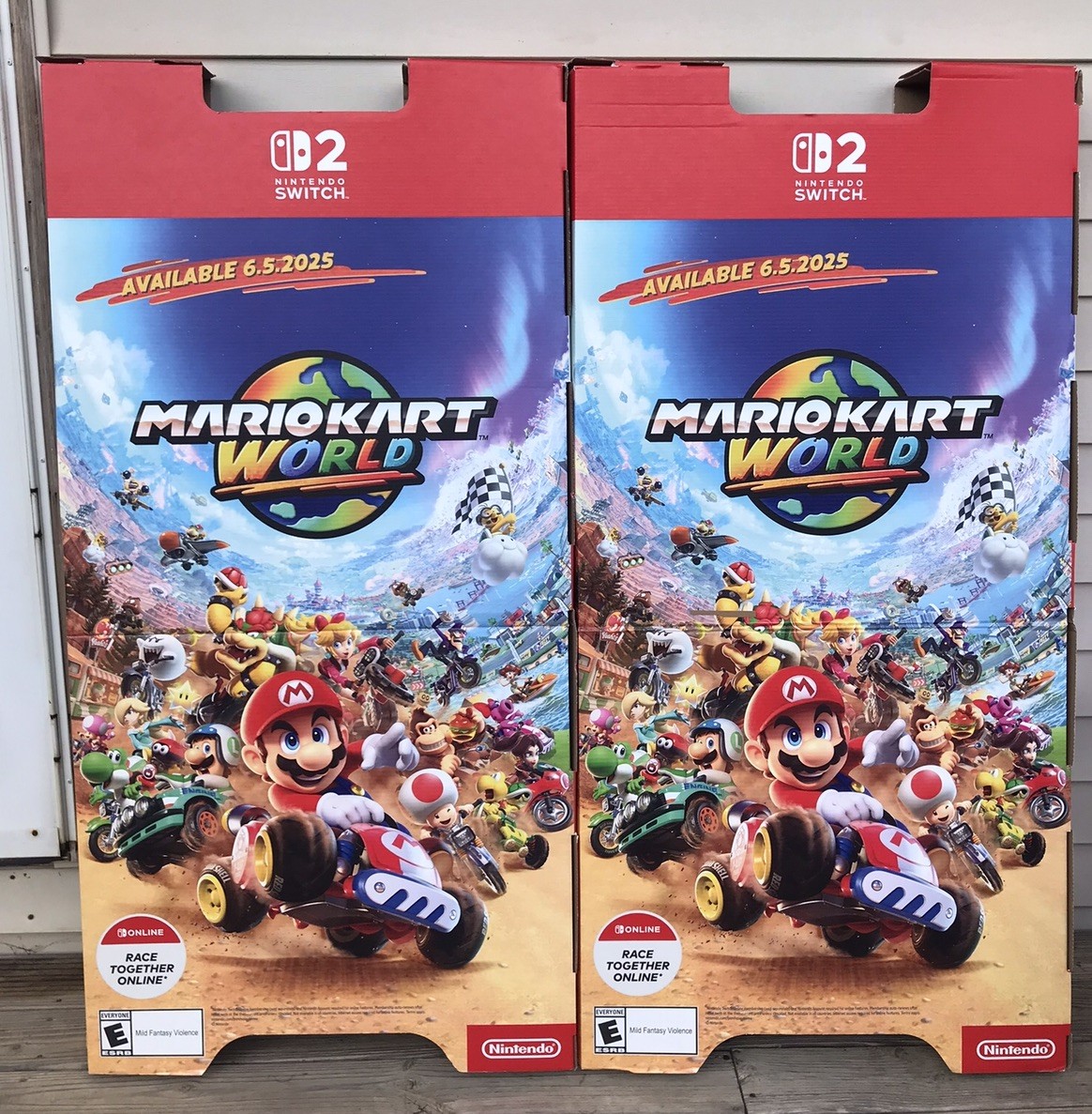 Lot Of 2 5ft Mario Kart World Cardboard Display Double Sided Nintendo Switch 2