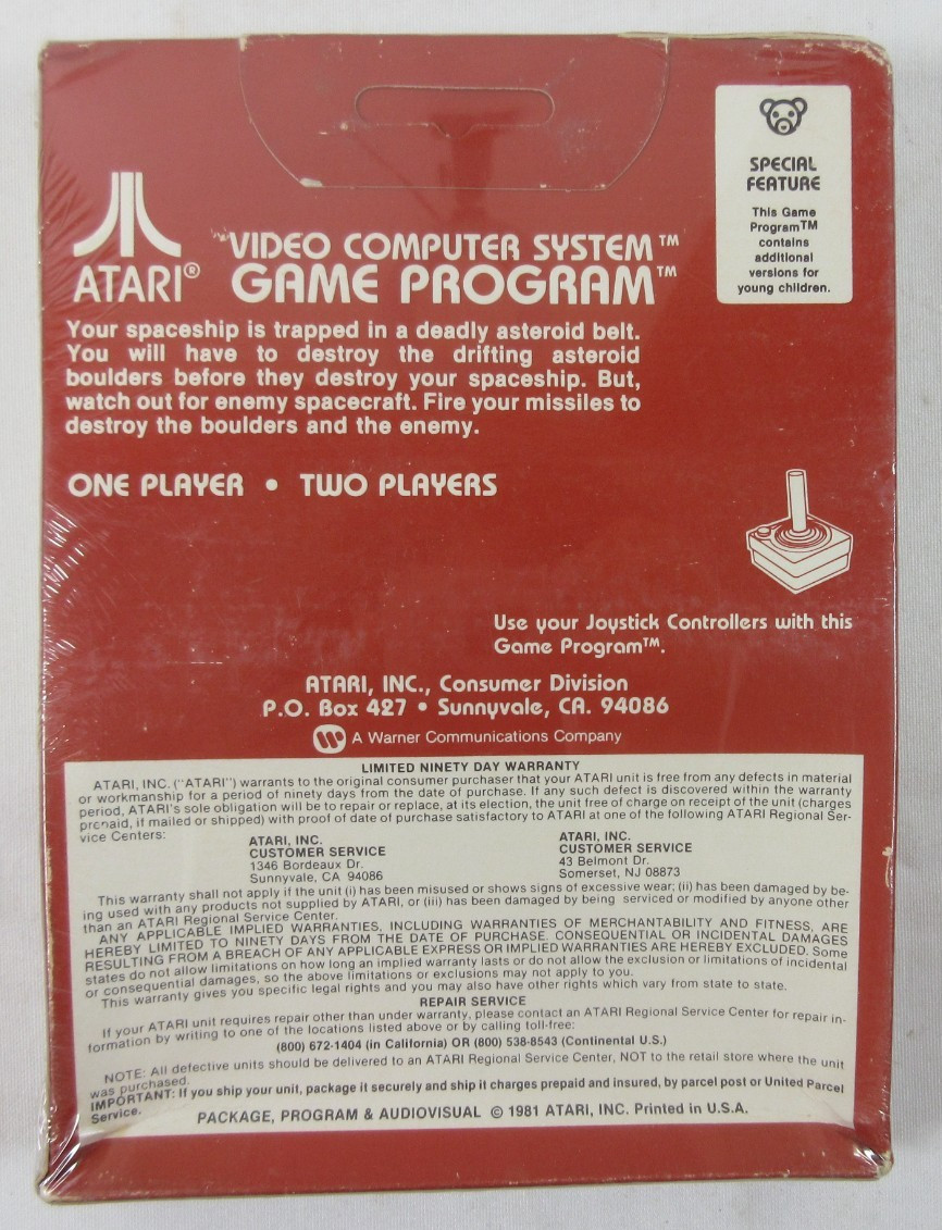 SEALED “Asteroids” 1981 ATARI VIDEO COMPUTER SYSTEM GAME in Box CX2649 Warner