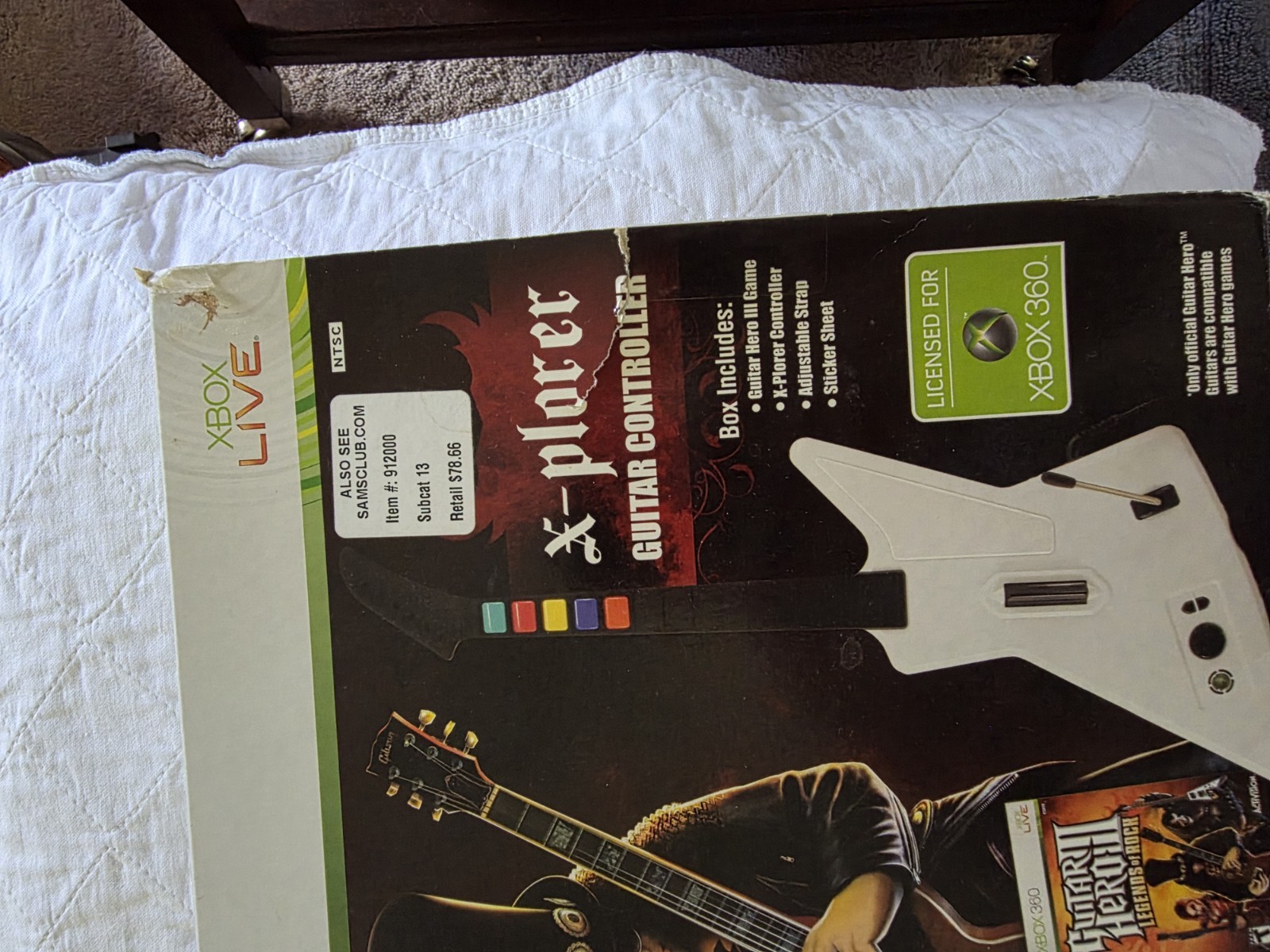 Guitar Hero X-Plorer Wired Guitar Controller for Xbox 360 White 8ft Strap
