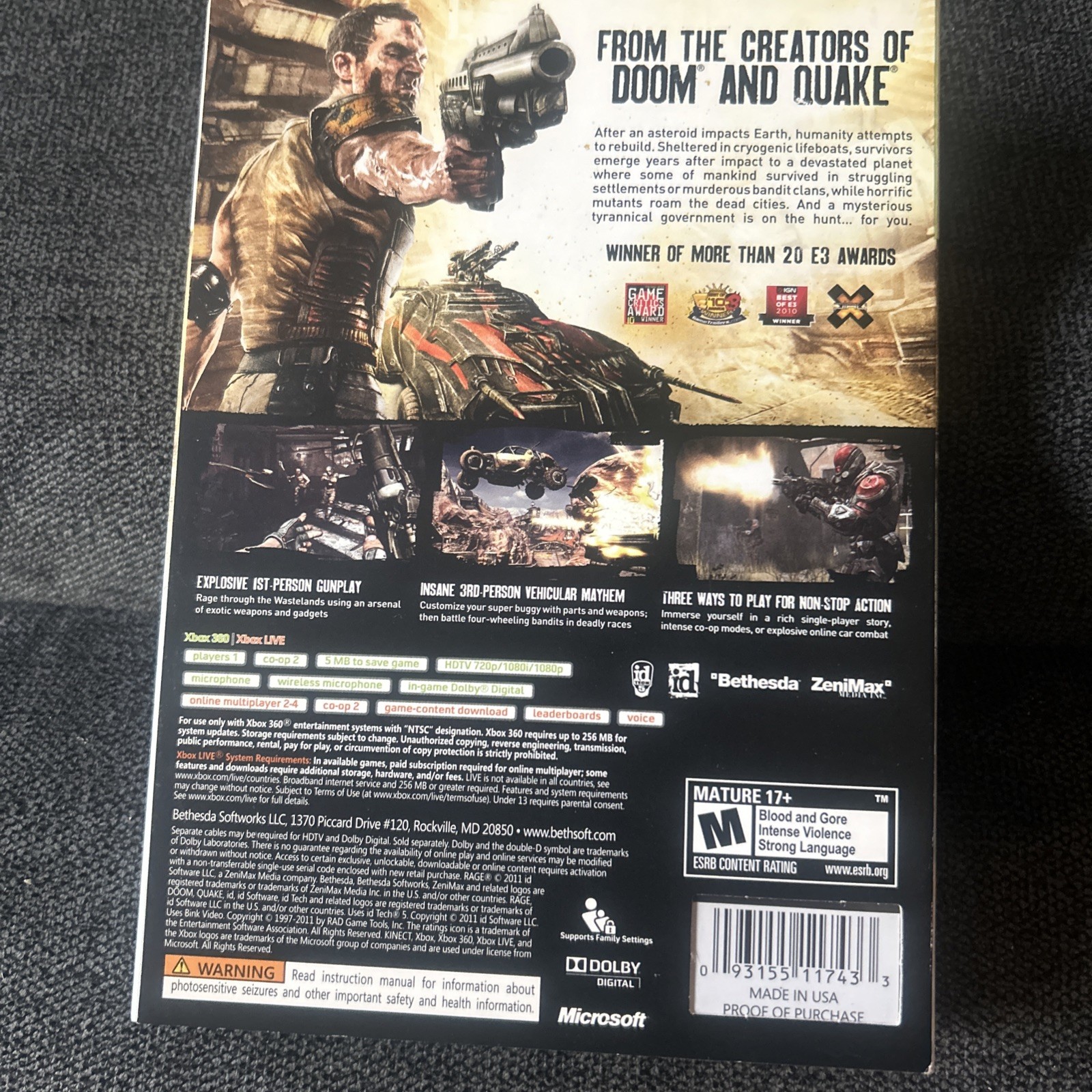 RAGE ANARCHY EDITION First Print w/ Slip Cover Xbox 360, 2011 RARE Sealed New