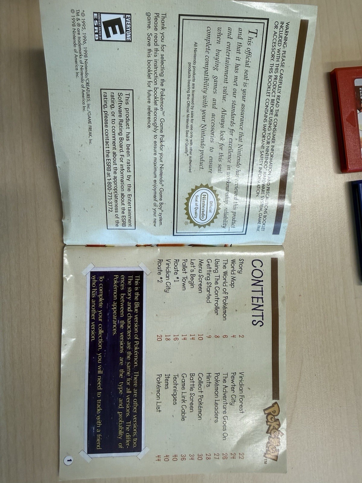 Game Boy Pokémon Red & Blue [Authentic – Tested] w/ Blue Trainer’s Guide Manual