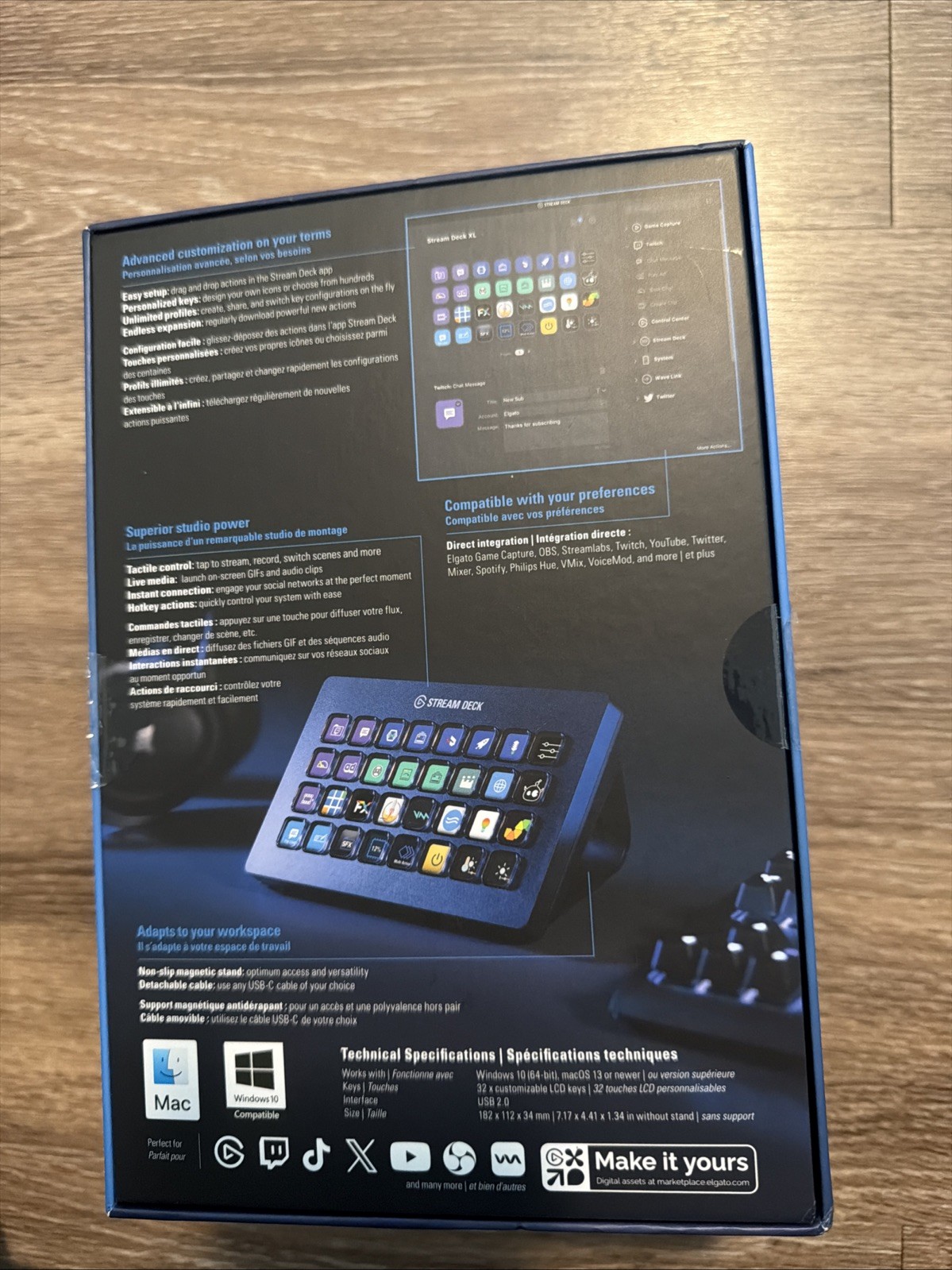 Elgato Stream Deck XL 32-Key Black with Original Cable and Stand Sealed