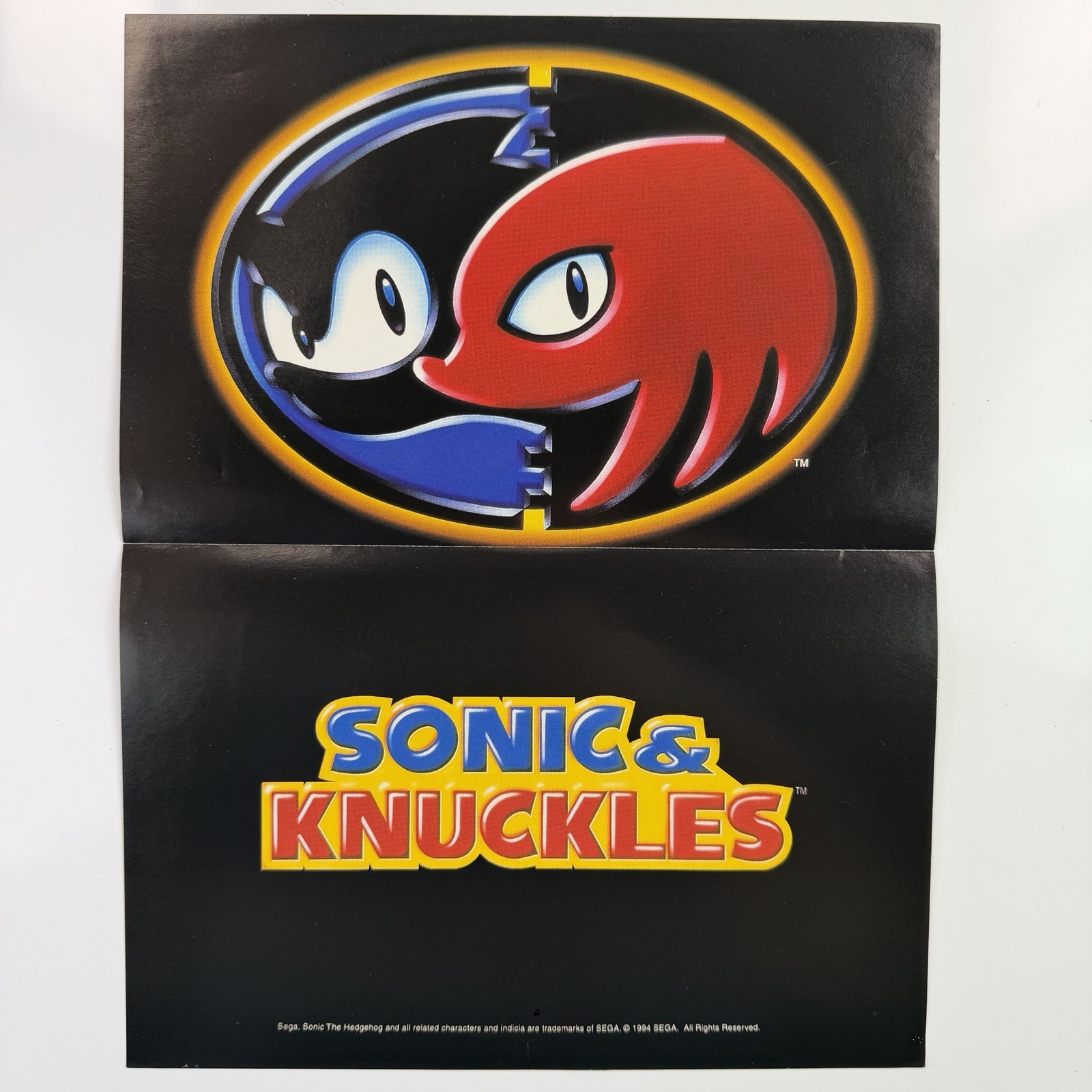 Dealer Uncut No Staples Sonic & Knuckles Sega Genesis 1994 Foldable Promo Poster