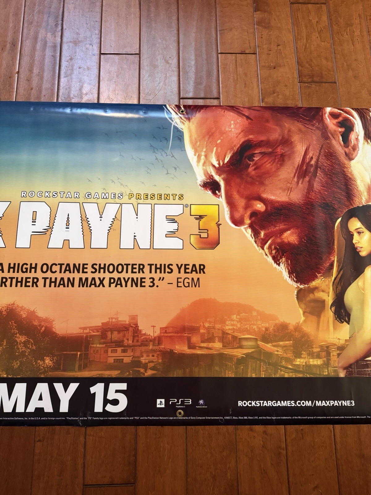 Max Payne 3 Promo Display Vinyl Banner LARGE 36″ X 70″ Store Display Double Side