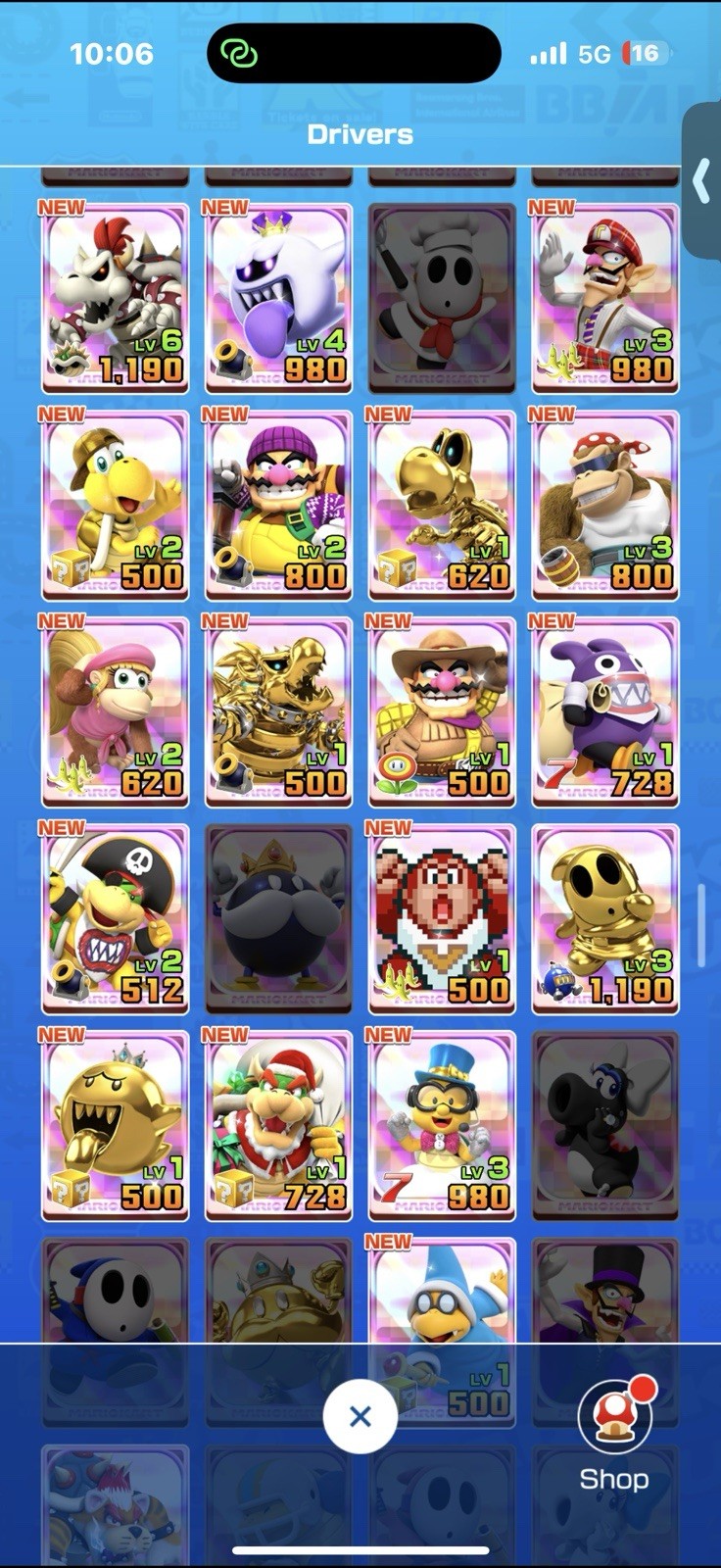 Nintendo Mario Kart Tour Account Android iOS 131 Drivers 125 Karts 85 Gliders