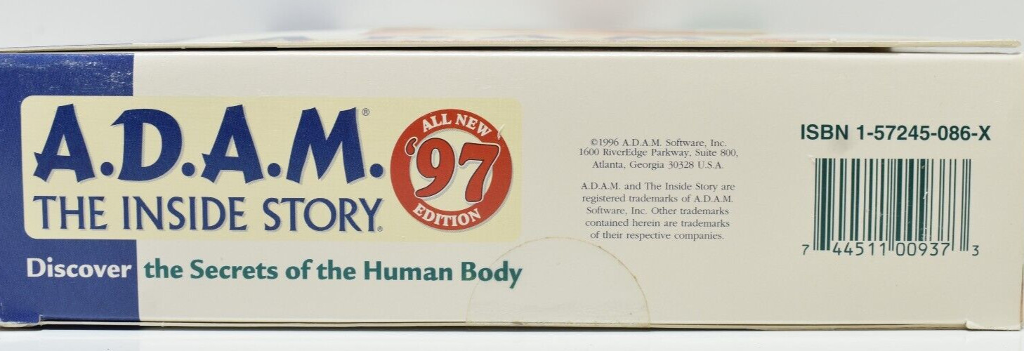 A.D.A.M. The Inside Story 1996 Anatomy Medical Instructional CD-ROM Mac Big Box