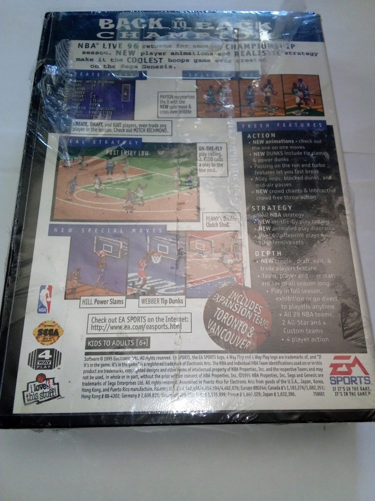 NBA Live 96 Basketball (Sega Genesis, 1995) Authentic Game Sealed New Complete