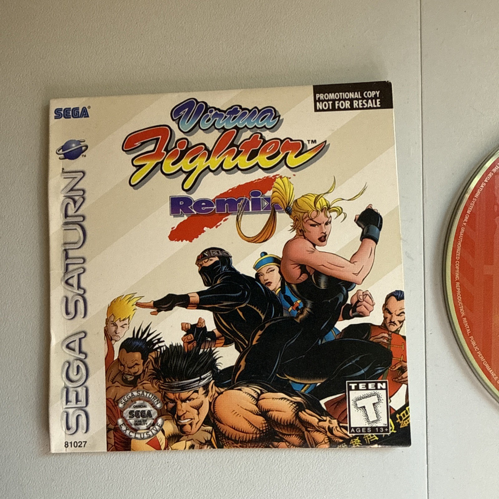 Virtua Fighter Remix (Sega Saturn, 1995) Promotional Copy Not For Resale Sleeve