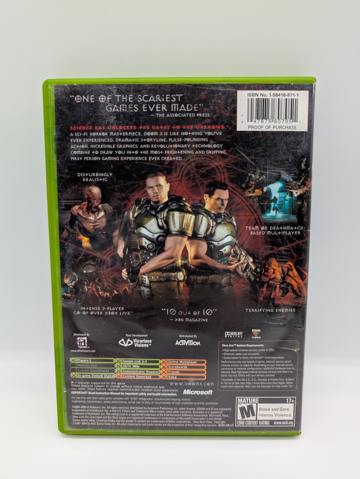 Doom 3 (Xbox, 2005) GOOD W/MANUAL! MAIL IT TOMORROW!