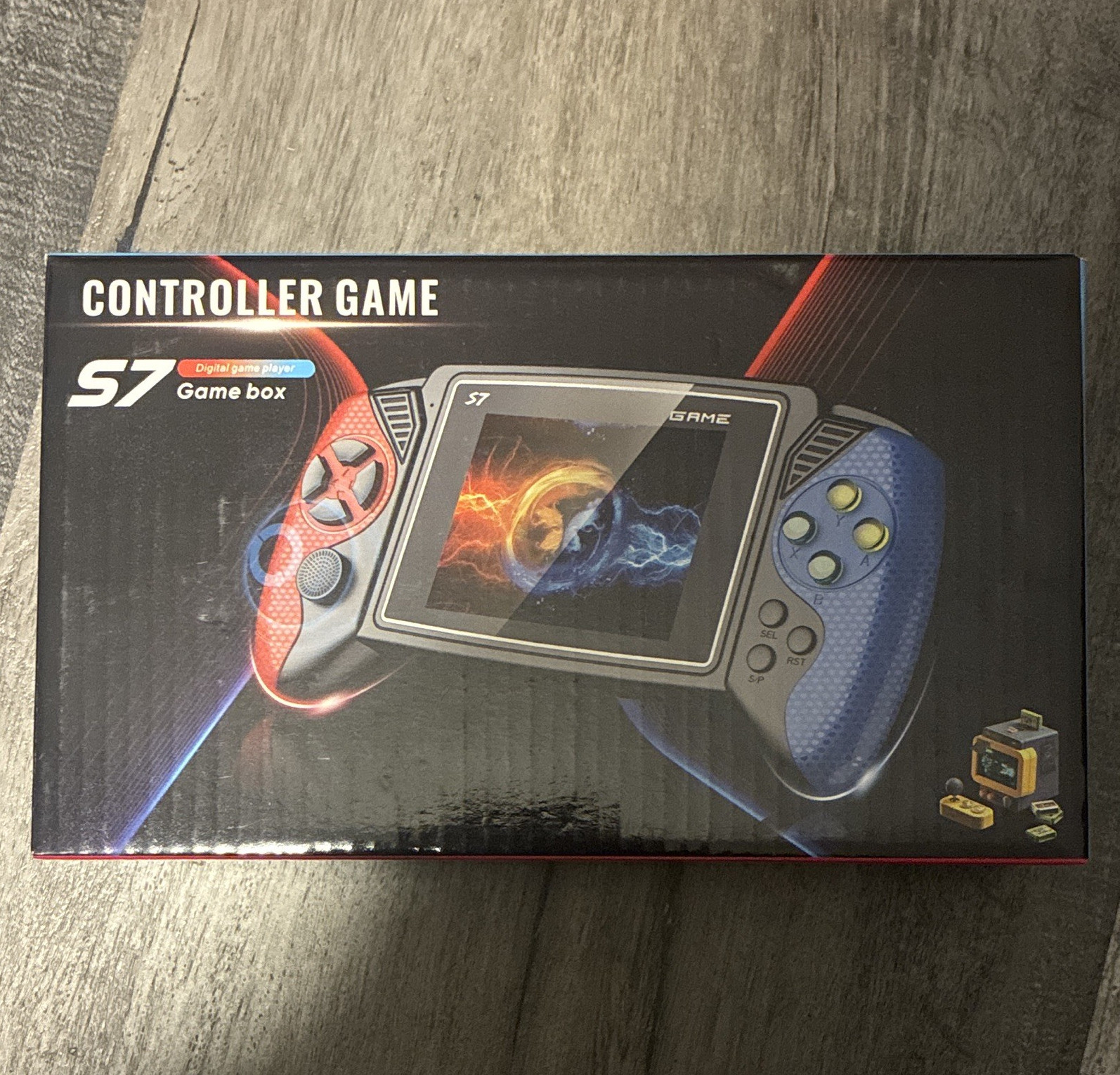 S7 Game Box Handheld Gaming System Console Controller, USB, Blue/Gray