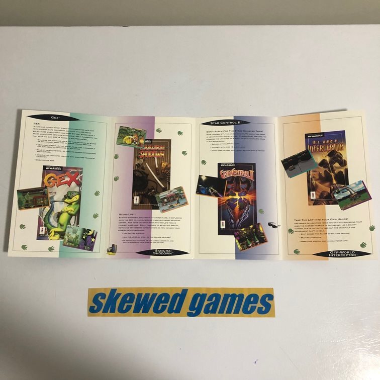 Gex Fold Out Panasonic Pamphlet Promotional Insert Only – 3DO
