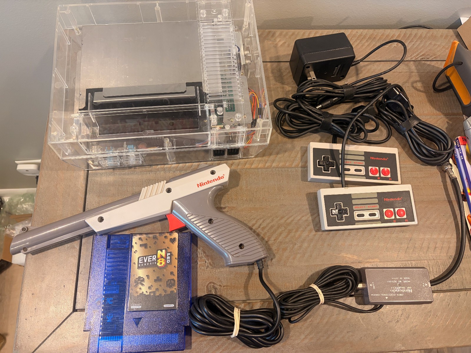 Nintendo Entertainment System NES Console,Tested,Clear Re-Shell, ORG72 Pin,BONUS