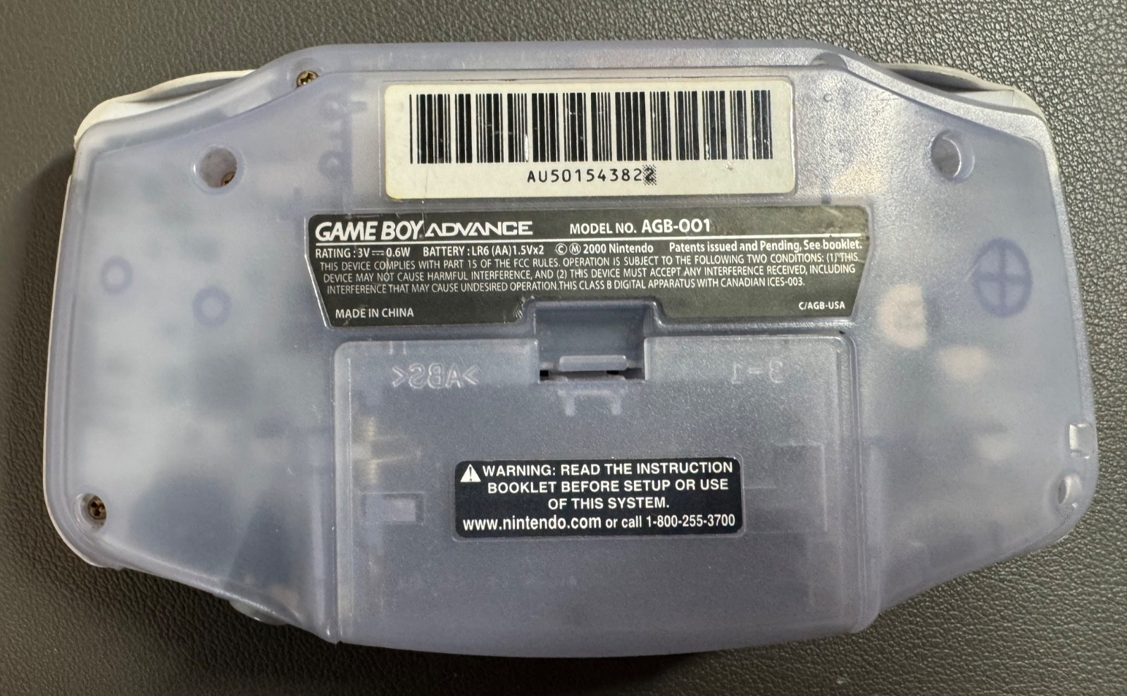 Nintendo Game Boy Advance AGB-001 Glacier 1. Works Perfect! Bonus accessories!