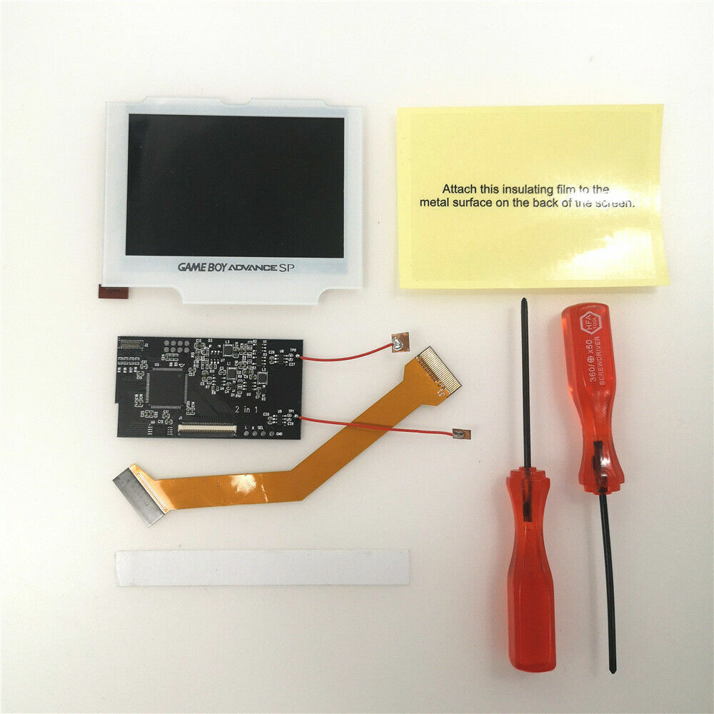 8 Colors Mode IPS Backlight LCD Mod w/Multi color Shells FOR GBA SP -White Lens