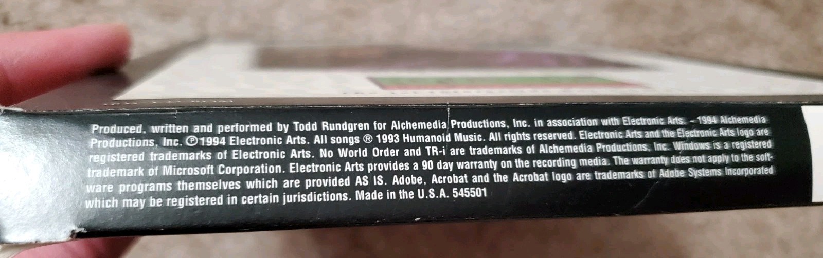 No Word Order Todd Rundgren Interactive Music CD ROM, PC, Electronic Arts 1994