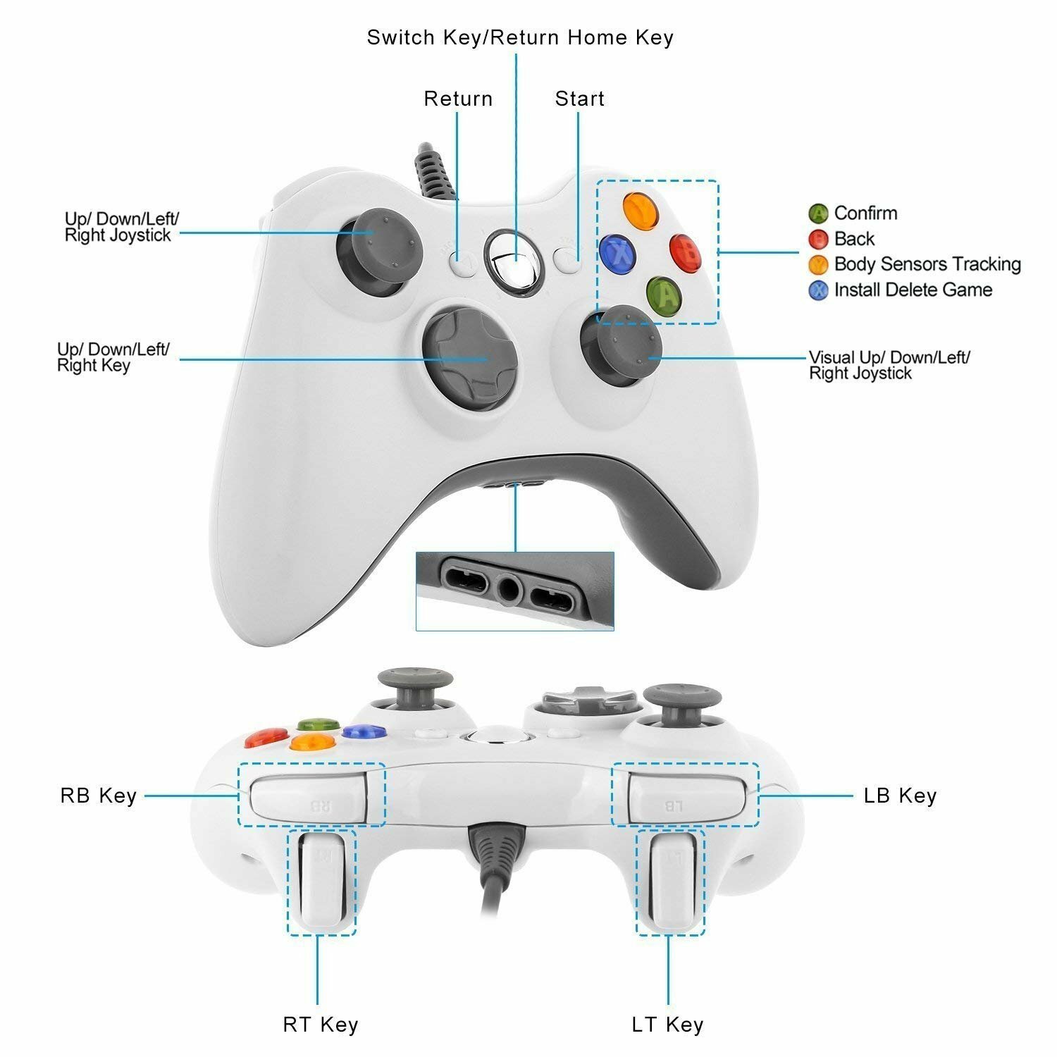 Wired Controller USB For PC for Xbox 360 / 360 Slim Windows 7 8 10 11 Gamepad XP