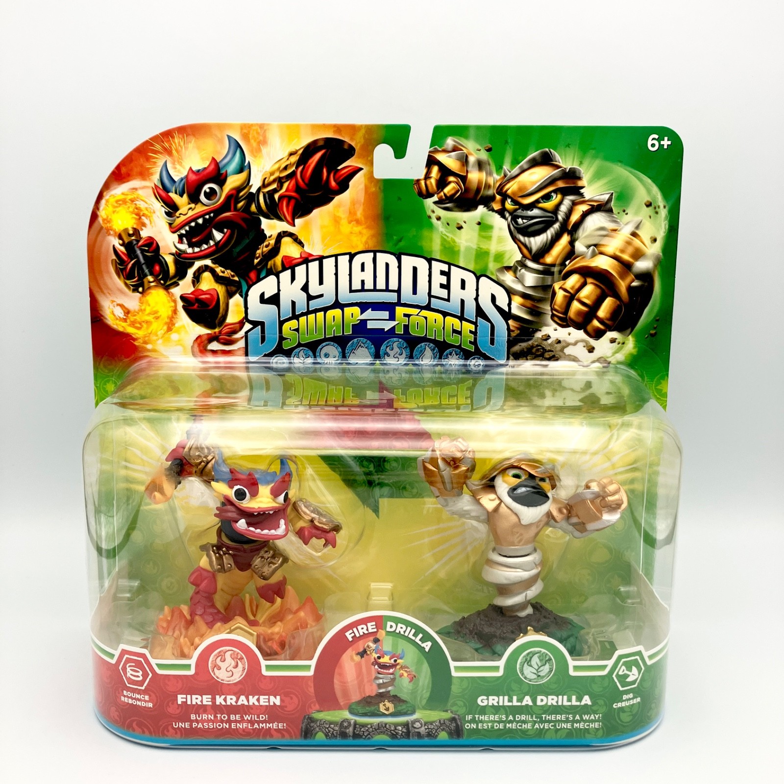 Skylanders Swap Force Fire Kraken Grilla Drilla Figures Combo Pack NEW SEALED