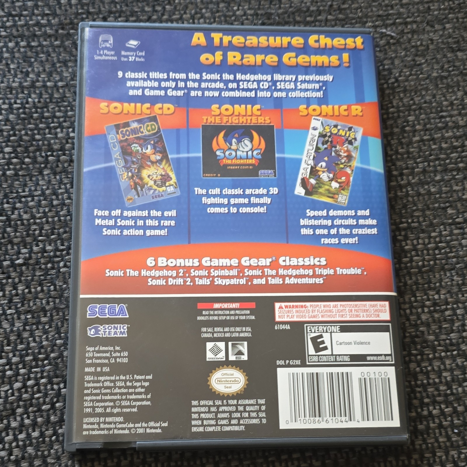 SEGA Sonic Gems Collection Nintendo GameCube 2005 NTSC-U/C E Manual Included