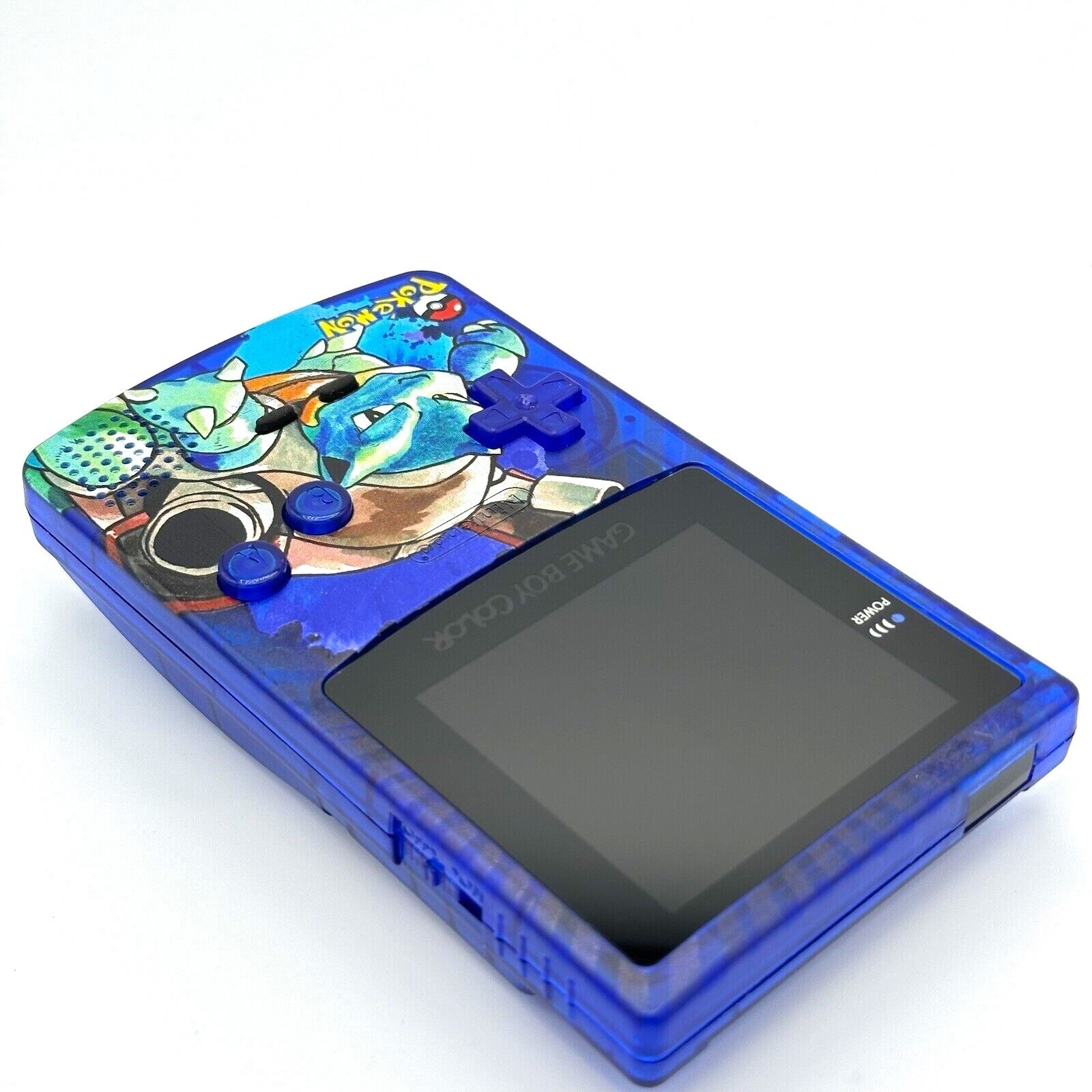 Nintendo Game Boy Color GBC IPS Q5 Backlight Mod Pokemon Blastoise Blue Console