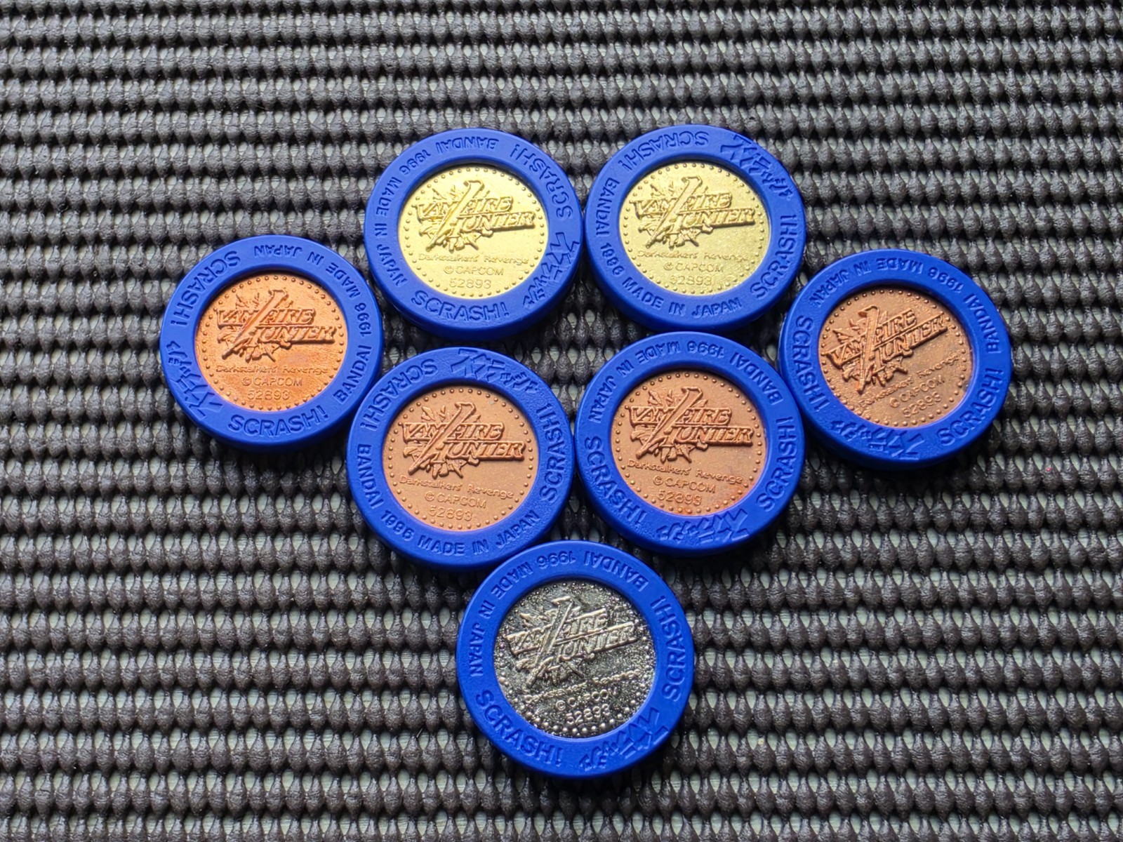 Vintage Capcom Vampire Hunter Darkstalkers Coins LOT 7 Rare Arcade Sega Saturn