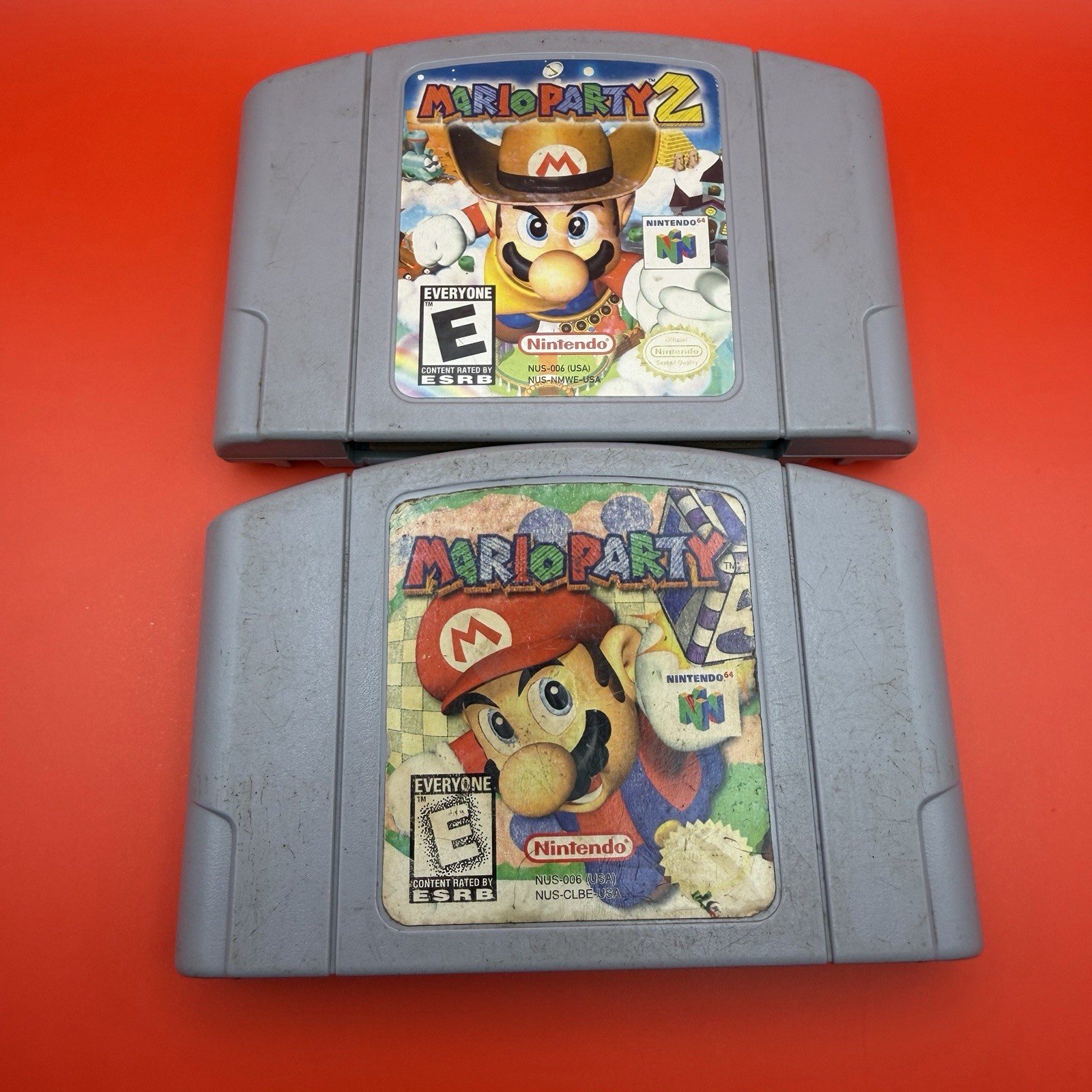 Lot Mario Party 1 & 2 Nintendo 64 (N64) Authentic, Tested Working, Carts Only